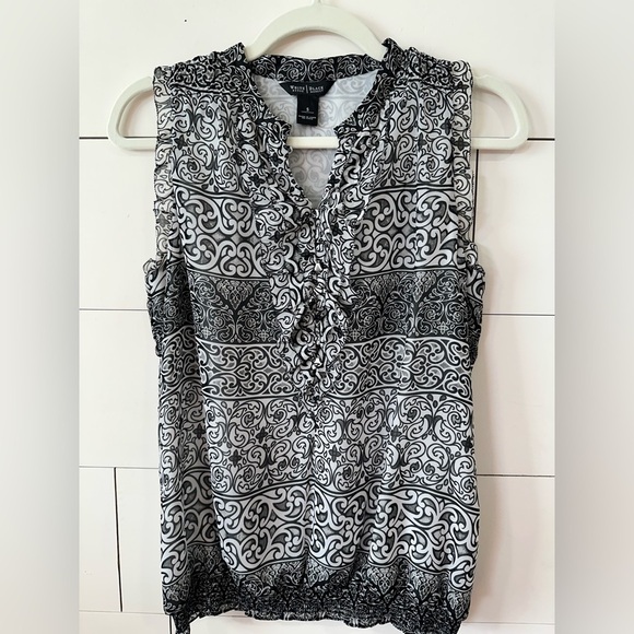 White House Black Market Tops - White House Black Market Black and White Patterned Women's Top size small